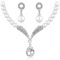 Shining Diva Fashion Crystal Pearl Necklace Set For Women/Jewellery Set with Earrings for Women & Girls(White)(rrsd8494s)