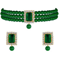 I Jewels Gold Plated Traditional Stone Pearl Choker Necklace Jewellery Set For Women/Girls (ML237GG)