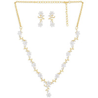 ZAVERI PEARLS Sparkling CZ Diamond with Leafy Design Necklace Set For Women - ZPFK5425