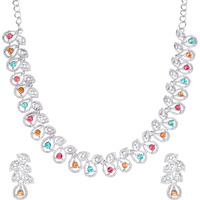 Atasi International Silver Plated Womens Necklace Set | Jewellery Set With Earrings | RML5747