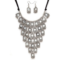 Shining Diva Fashion Latest Stylish Traditional Oxidised Silver Necklace Jewellery Set for Women (13115s)