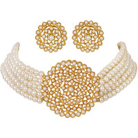 Shining Diva Fashion Latest Choker Design Traditional Stylish Fancy Pearl Necklace Jewellery Set for Women (A12082s), White, One