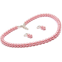 Taruna Biyani Imitation Pearl 8MM Bead Size Strand Necklace Moti Mala Jewellery Set with Earrings for Women Girls (P8114)