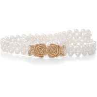 Shining Diva Fashion Stylish Traditional Western Pearl Dresses Saree Jeans Waist Belt Chain Kamarband for Women and Girls (White) (14929wb)