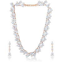 Yellow Chimes Jewellery Set for Women Swiss Cubic Zirconia 18K Rose Gold Plated Necklace Set for Women and Girls.