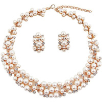 Shining Diva Fashion Jewellery Pearl Necklace Set with Earrings for Women and Girls (Golden) (rrsd8484s)