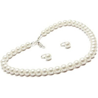 Taruna Biyani Non-precious Metal Silver Plated and Pearl Necklace Mala Set for Women (White)