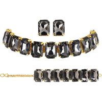 Shining Diva Fashion Latest Choker Design Stylish Traditional Crystal Bracelet Earrings Necklace Jewellery Set for Women (12435s), one, style05