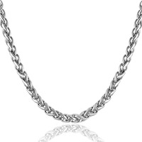 Fashion Frill Stainless Steel Interlink Silver Neck Chain Chains for Men Stylish Boys - 22 Inch