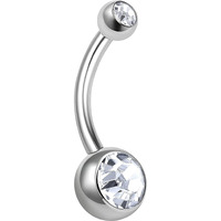 Via Mazzini Stainless Steel Crystal Belly Button Navel Ring For Women and Girls (BB0021) 1 Pc