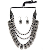 Shining Diva Fashion Latest Stylish Fancy Oxidized Traditional Oxidised Necklace Jewellery Set for Women (Black) (rrsd13121s)