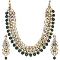 Shining Diva Fashion Gold Plated Jewellery Set for Women (Green)(rrsd7818s)