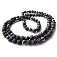 Young & Forever Gift Dvine Spiritual Natural Semi Precious Stone Jewellery Necklace Hematite and Lava Rock Reiki Men Necklace Buddha Beads and Men Necklace Long