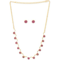 ZAVERI PEARLS Ruby Color Stones Studded Necklace Set For Women-ZPFK8979