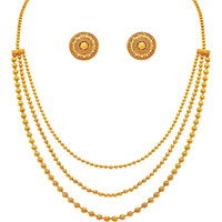 JFL - Jewellery for Less Traditional and Ethnic One Gram Gold Plated Multi Strands Round Gold Bead Necklace for Women & Girls,Valentine