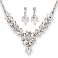 Shining Diva Fashion Latest Stylish Design Fancy Crystal Diamond Necklace Jewellery Set for Women (15223s)