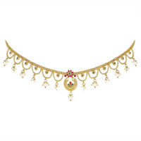 Peora Gold Plated Kundan Pearl Kamar Band Kamar Patta Belly Waist Chain for Women Girls Indian Traditional Ethnic Wedding Adjustable