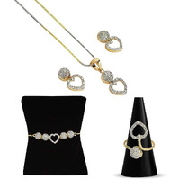 YouBella Jewellery Set for Women Combo of Necklace Set with Earrings, Bracelet and Ring for Girls and Women (Golden)
