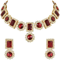 I Jewels 18K Gold Plated Traditional Stone Studded Necklace Jewellery Set For Women And Girls (IJ353M)