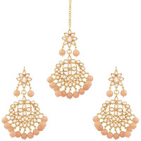 I Jewels Womens Alloy and Pearl Earring (Pink)