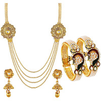YouBella Jewellery Sets for Women Gold Plated Necklace Jewellery Set with Earrings and Bangles Combo for Girls/Women (Combo 3)