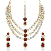 Sukkhi Modish Gold Plated Wedding Jewellery Kundan Multi-String Necklace Set for Women (N73517_D1)