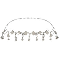 I Jewels Ethnic Silver Oxidised Traditional Embellished With Ghungroo Adjustable Boho Waist Chain/Belly Chain/Kamarband For Women (B047S)