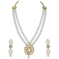Peora Kundan Faux Pearl Long Necklace Earring Set for Women Girls Indian Traditional Jewellery Wedding