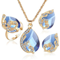 Shining Diva Fashion Latest Stylish Design Crystal Pendant Necklace Jewellery Set for Women (rrsd15796s) (Blue)
