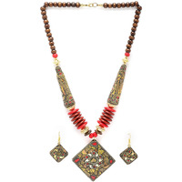 Shining Diva Fashion Latest Stylish Traditional Tibetan Pendant Necklace Oxidised Jewellery Set for Women (15554s)
