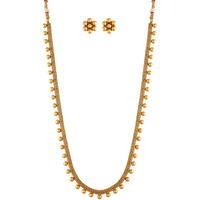 I Jewels 18K Gold Plated Traditional Stylish Long Necklace With Earrings For Women & Girls (MC042FL)