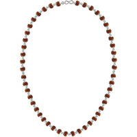 Njels 925 BIS Hallmark Silver Original Rudraksha Mala for Men | 5 Mukhi 6MM Size and 54 Rudraksha Beads | Gemmological Lab Certified Ruthratcham Malai for Men
