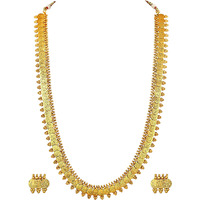Peora Gold Plated South Indian Traditional Bridal Long Maharani Coin Necklace Earrings Jewellery Sets for Women Girls