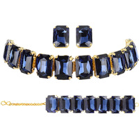 Shining Diva Fashion Latest Choker Design Stylish Traditional Crystal Bracelet Earrings Necklace Jewellery Set for Women (12431s), style01, one