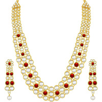 Peora Traditional Gold Plated Anuskha Sharma Inspired Kundan Long Necklace with Earring Jewellery Set for Women