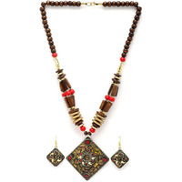 Shining Diva Fashion Latest Stylish Traditional Tibetan Pendant Necklace Oxidised Jewellery Set for Women (15550s)