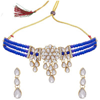 Sukkhi Majestic Gold Plated Kundan Choker Necklace Set For Women (NS102109)