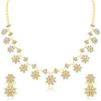 Sukkhi Glossy Gold Plated Wedding Jewellery Austrian Diamond Necklace Set For Women (N71439GLDPAP600)
