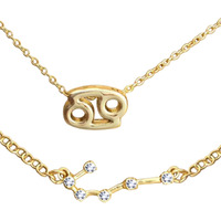 Peora Cancer Horoscope Zodiac Sign Pendant Necklace & Bracelet Combo Set Constellations Jewellery