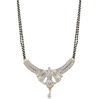 ZENEME Mangalsutra American Diamond Gold Plated Pendant Jewellery with Chain and Earrings for Women (Design-11)