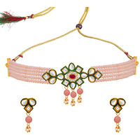 Sukkhi Sweet Heart Gold Plated Choker Necklace Set for Women (NS104340)