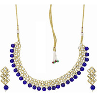 Jewels Galaxy Designer Kundan & Pearl Gold Plated Jewellery Set for Women/Girls (Design 7) (CT-NCKK-44134)