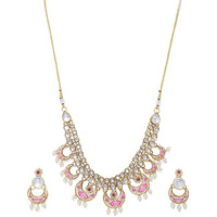 ZAVERI PEARLS Gold Tone Kundan & Pearls Mesmerising Traditional Necklace Set For Women-ZPFK7839