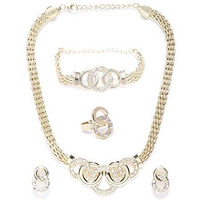 Jewels Galaxy Adorable AD & Pearl Studded Mesmerizing Necklace Set with Bracelet for Women/Girls (CT-CB-MIIX-49512)