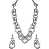 Young & Forever Gift Antique Silver Plated Necklace Set for Women Circle Geometric Jewelry Necklace Set for Girls
