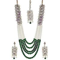 YouBella Jewellery Sets for Women Gold Plated Wedding Bridal Necklace Jewellery set with Earrings For Girls/Women (Green)