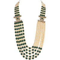 I Jewels 5 Layered Traditional Gold Plated Dulha Moti Mala with Beaded Maharaja Haar/Groom Necklace For Men (MLP31G)