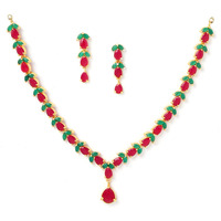 ZENEME Jewellery Set Gold Plated American Diamond Necklace Set with Earrings Jewellery for Women & Girls (Multi)