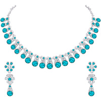 Atasi International Diamond Silver Plated Alloy Necklace Set with Earrings For Women (R5471)