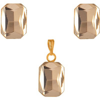 JFL - Jewellery for Less One Gram Gold Plated Octagon Shape Crystal Pendant Combo with Fancy Earring for Women & Girls. (LCD),Valentine